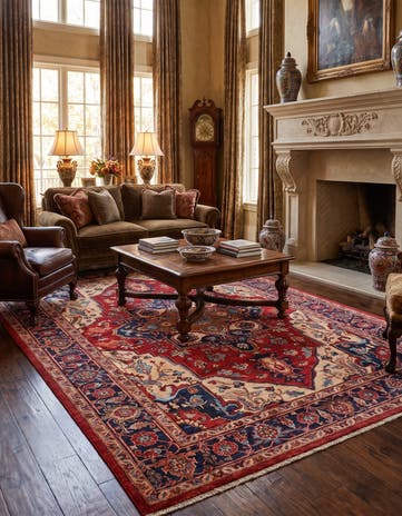 6' 9 x 9' 11 Hand Knotted Heriz Rug