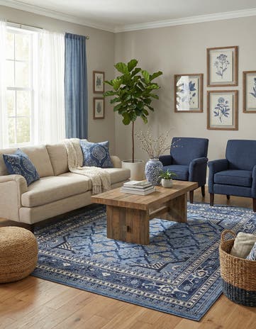 Blue Vista Square Rug