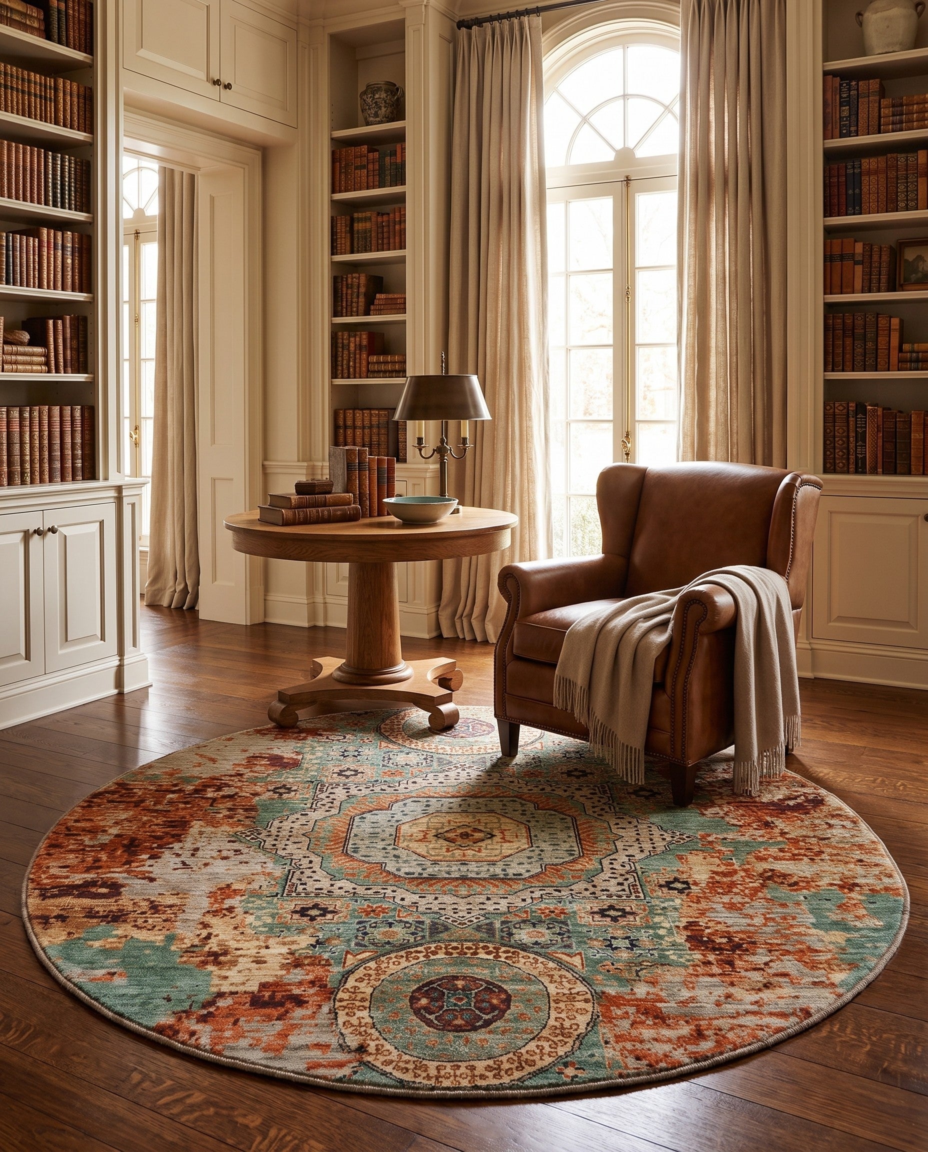 6' 6 x 6' 6 Hand Knotted Mamluk Ziegler Round Rug