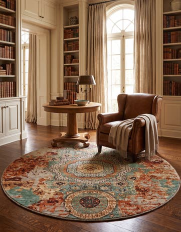 6' 6 x 6' 6 Hand Knotted Mamluk Ziegler Round Rug