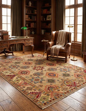 5' 8 x 8' Hand Knotted Kazak Rug