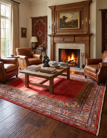 4' 3 x 6' 4 Hand Knotted Kazak Rug
