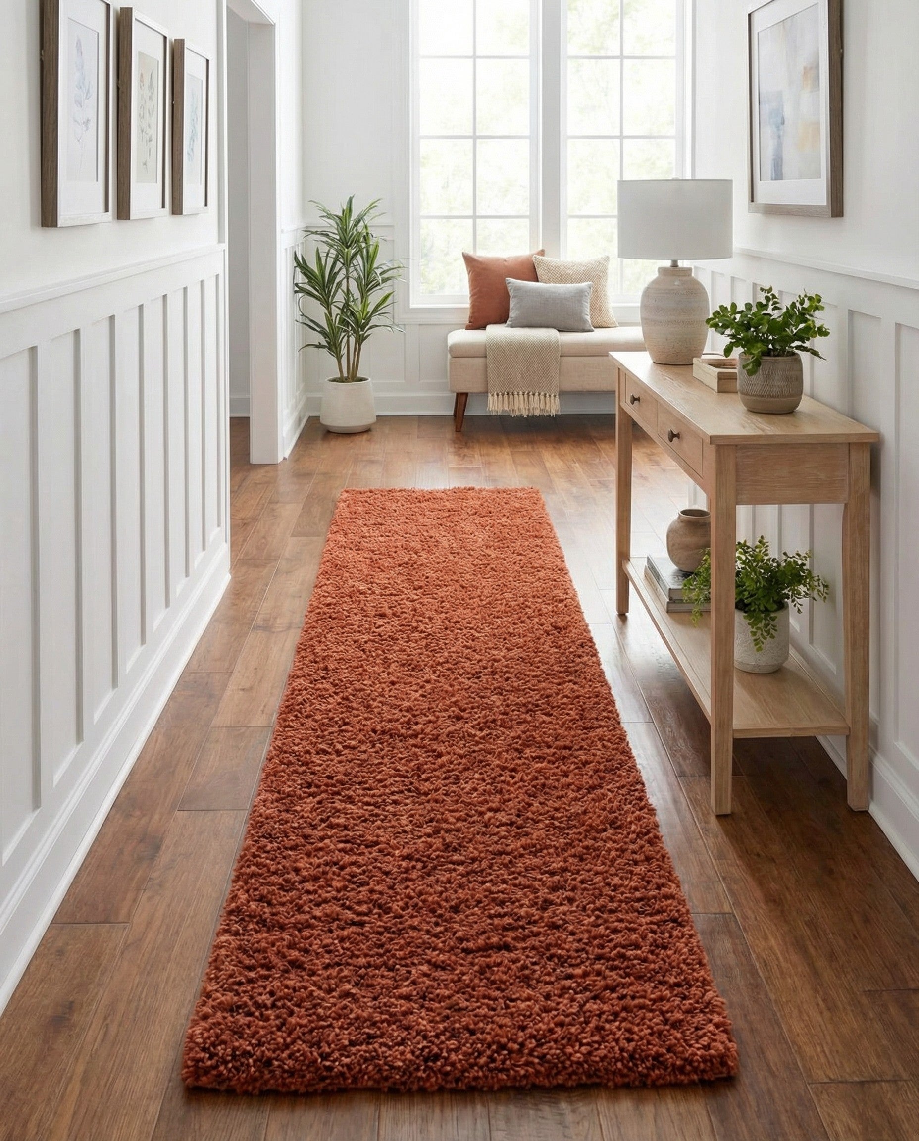 2' 7 x 12' Solid Shag Runner Rug