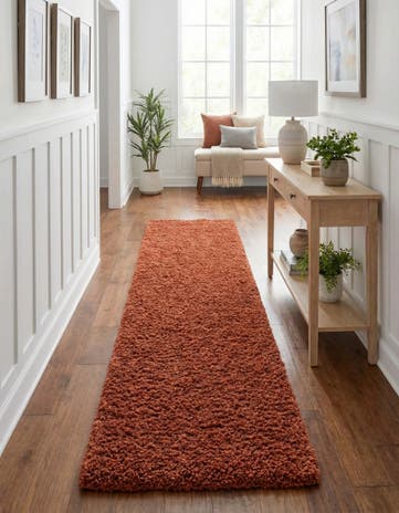 2' 7 x 12' Solid Shag Runner Rug