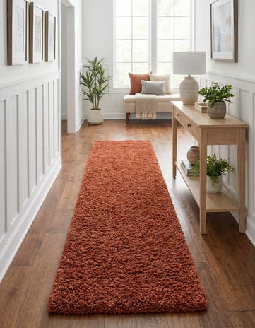 2' 7 x 12' Solid Shag Runner Rug