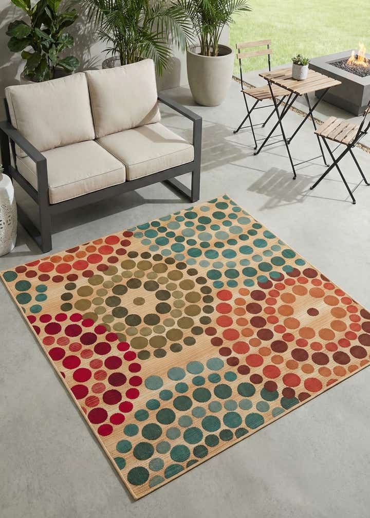 5' 3 x 5' 3 Easy-Clean Modern Indoor / Outdoor Square Rug