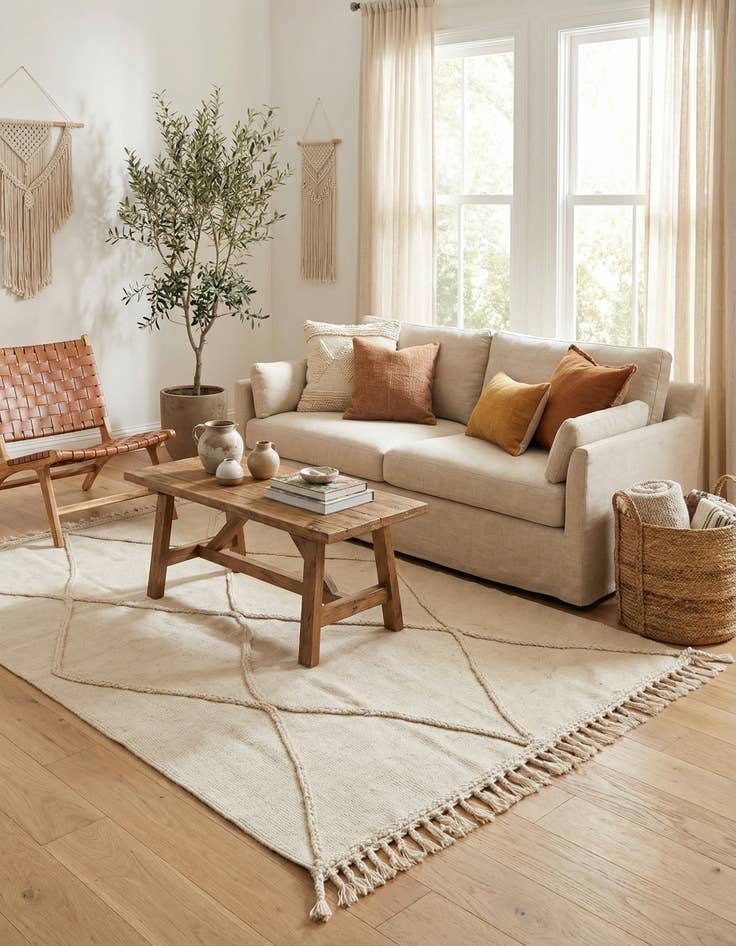 Detail image of 4' 1 x 6' 1 Hand Knotted Moroccan Wool Rug