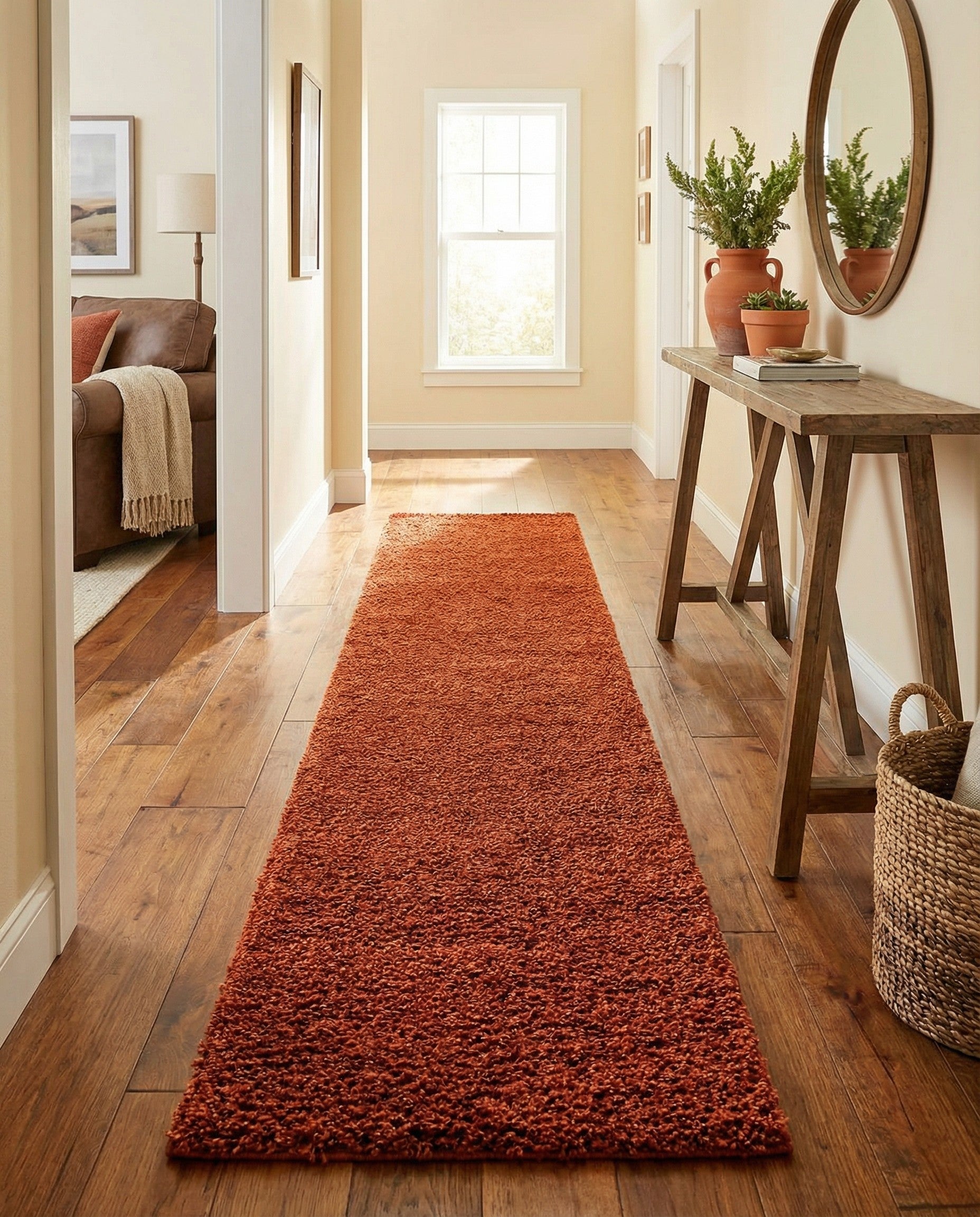 2' 7 x 13' Solid Shag Runner Rug