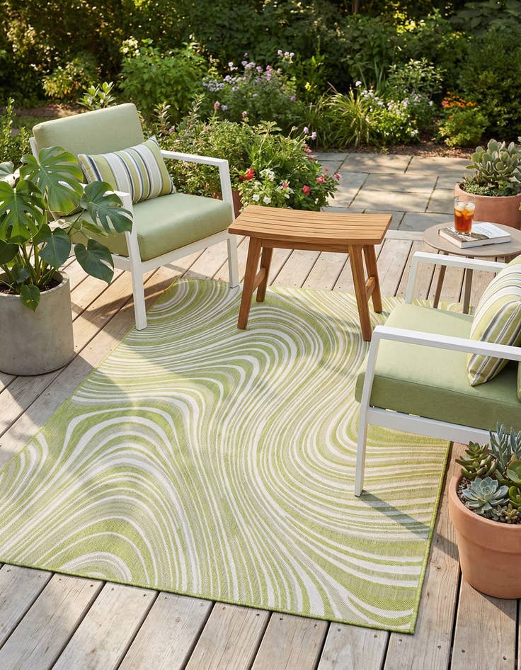 Detail image of 4' x 6'  Washable Modern Indoor / Outdoor Rug