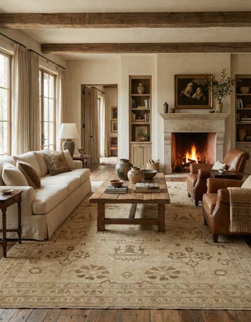 9' 2 x 12' 7 Hand Knotted Oushak Wool Rug