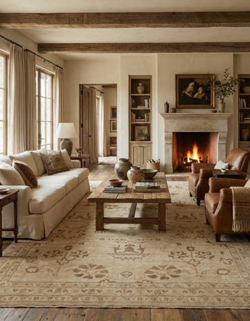 9' 2 x 12' 7 Hand Knotted Oushak Wool Rug