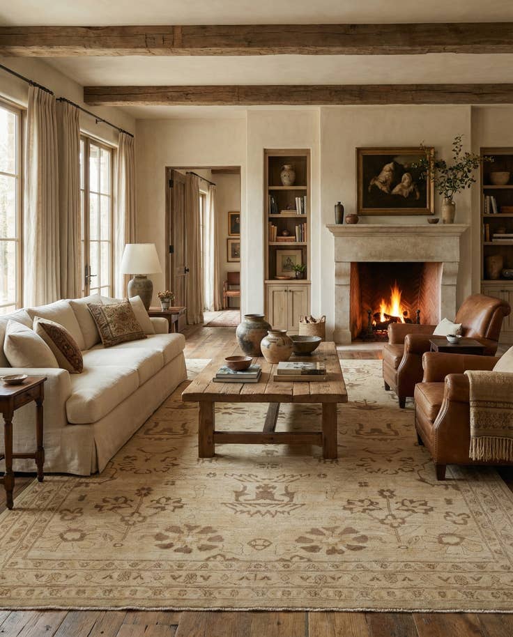 Detail image of 9' 2 x 12' 7 Hand Knotted Oushak Wool Rug