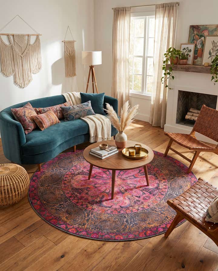 7' 3 x 7' 3 Washable Mangata Round Rug