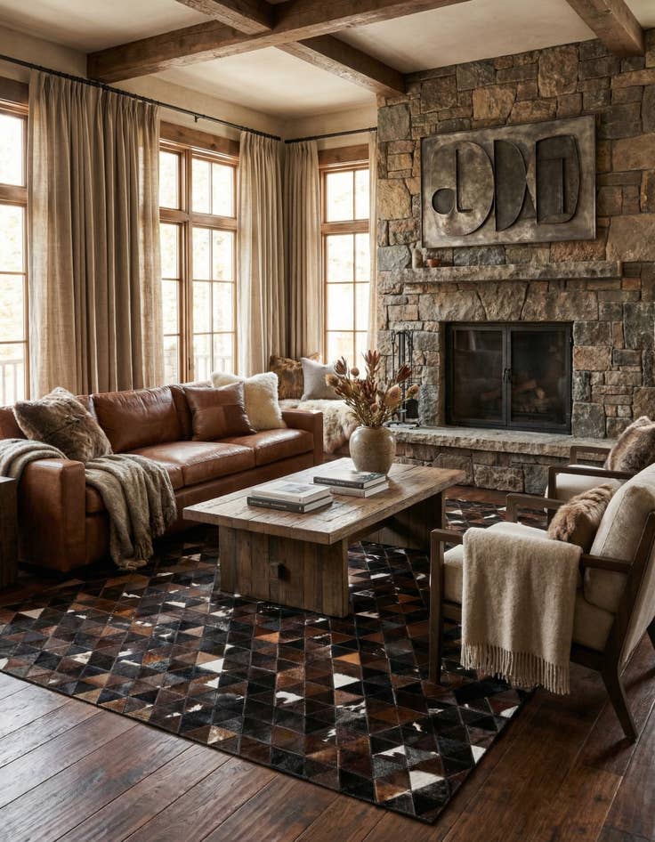 Detail image of 5' x 7' 10 Cowhide Stocks Rug