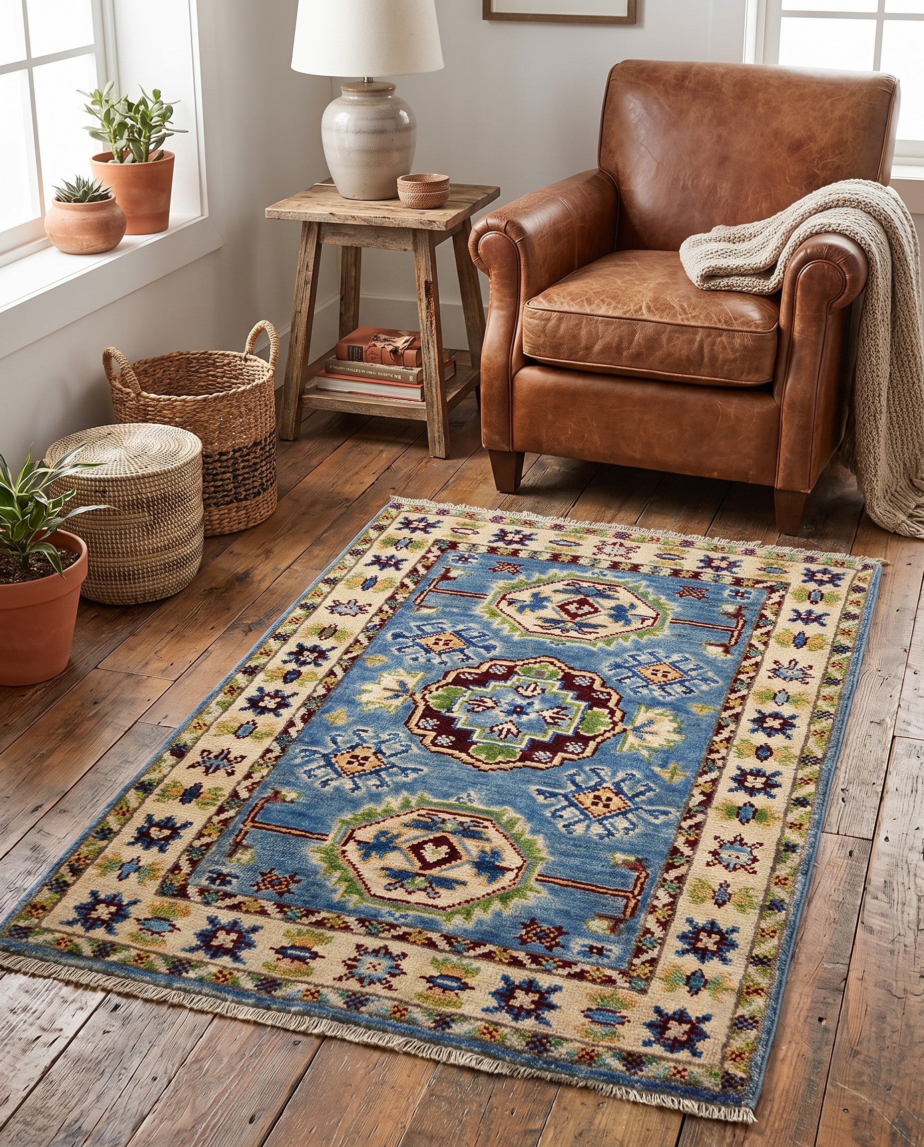 2' x 3' Hand Knotted Kazak Rug
