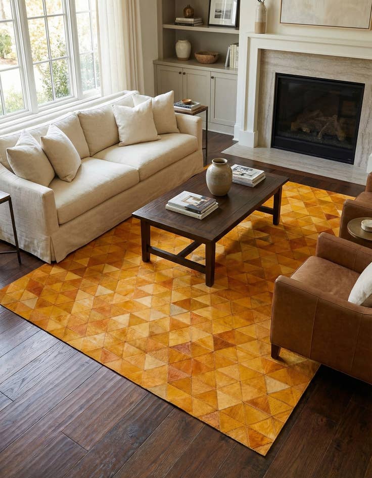 Detail image of 5' 2 x 8' 1 Cowhide Stocks Rug