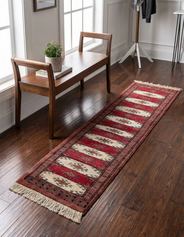 Detail image of 1' x 4' 10 Hand Knotted Bokhara Oriental Wool Runner Rug