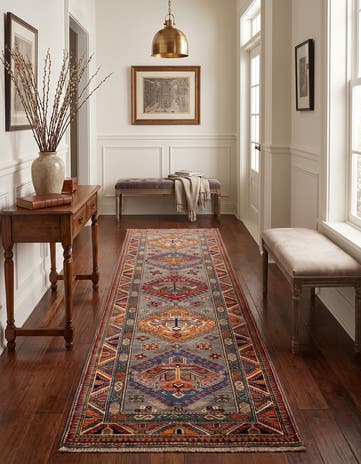 2' 9 x 9' 3 Hand Knotted Kazak Runner Rug