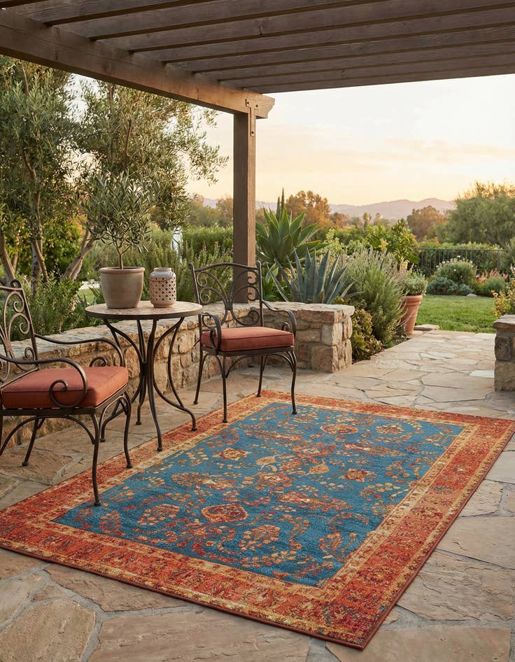 Detail image of 4' x 6' Washable Traditional Indoor / Outdoor Rug