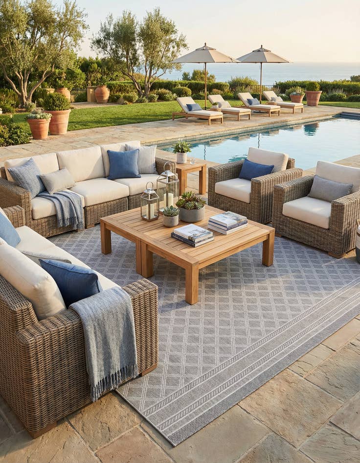 Detail image of 10' x 14' 1 Washable Lattice Indoor / Outdoor Rug