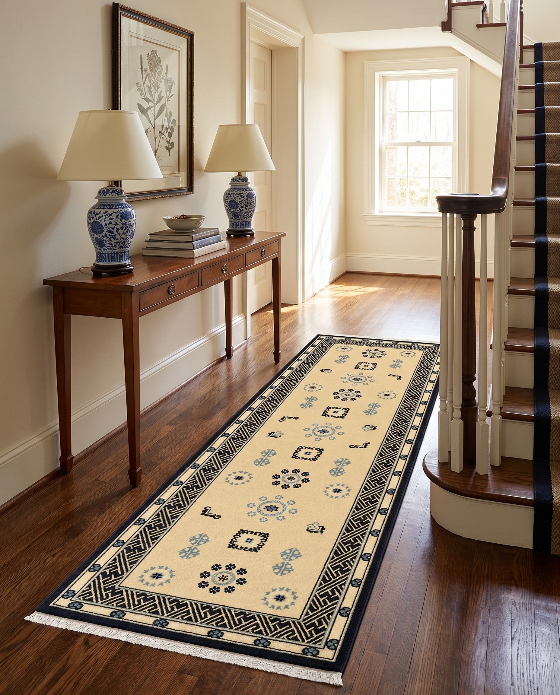 Cream Nain Design Runner Rug
