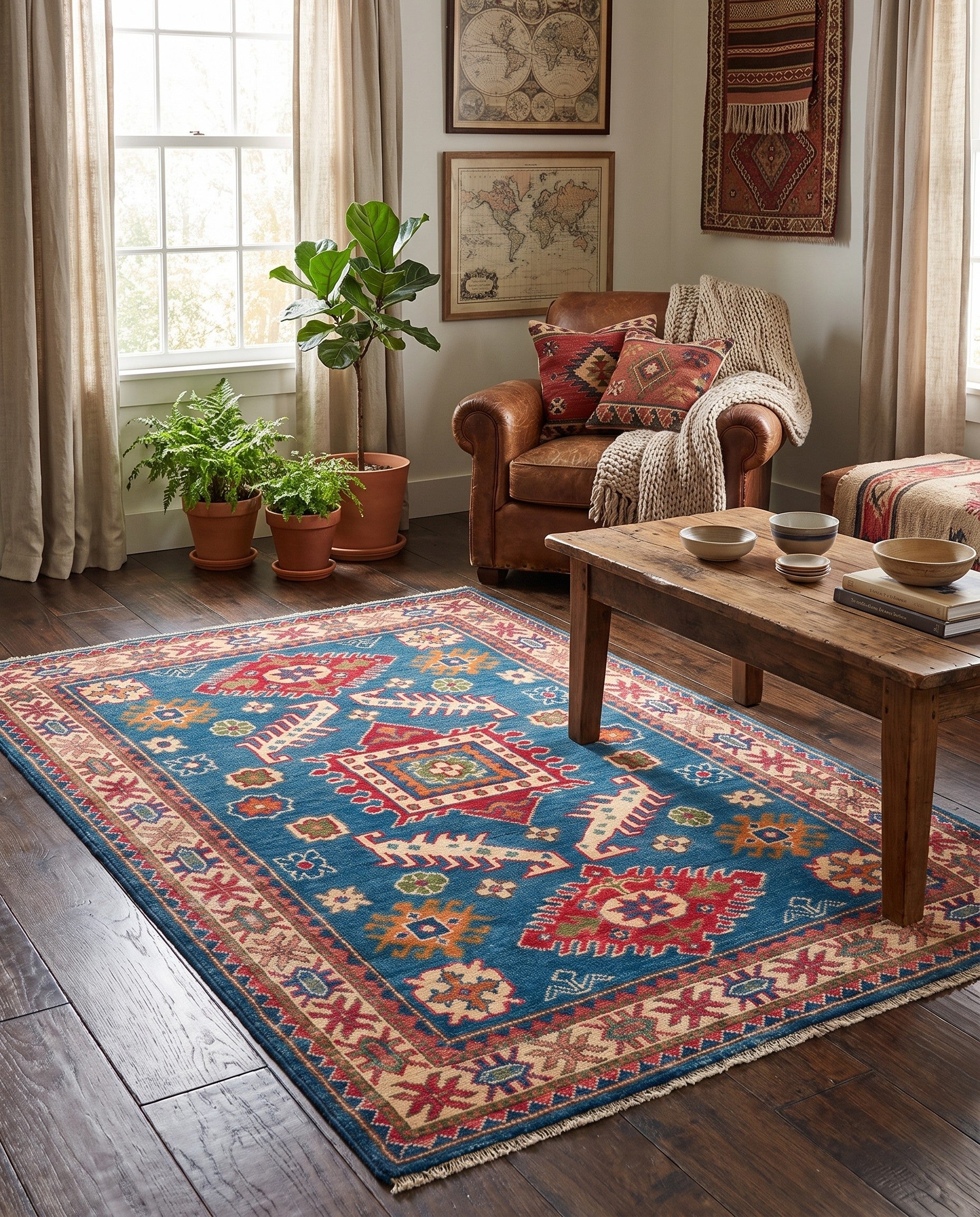 3' 4 x 5' 1 Hand Knotted Kazak Rug