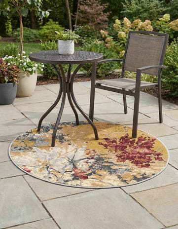 3' 3 x 3' 3 Easy-Clean Modern Indoor / Outdoor Round Rug