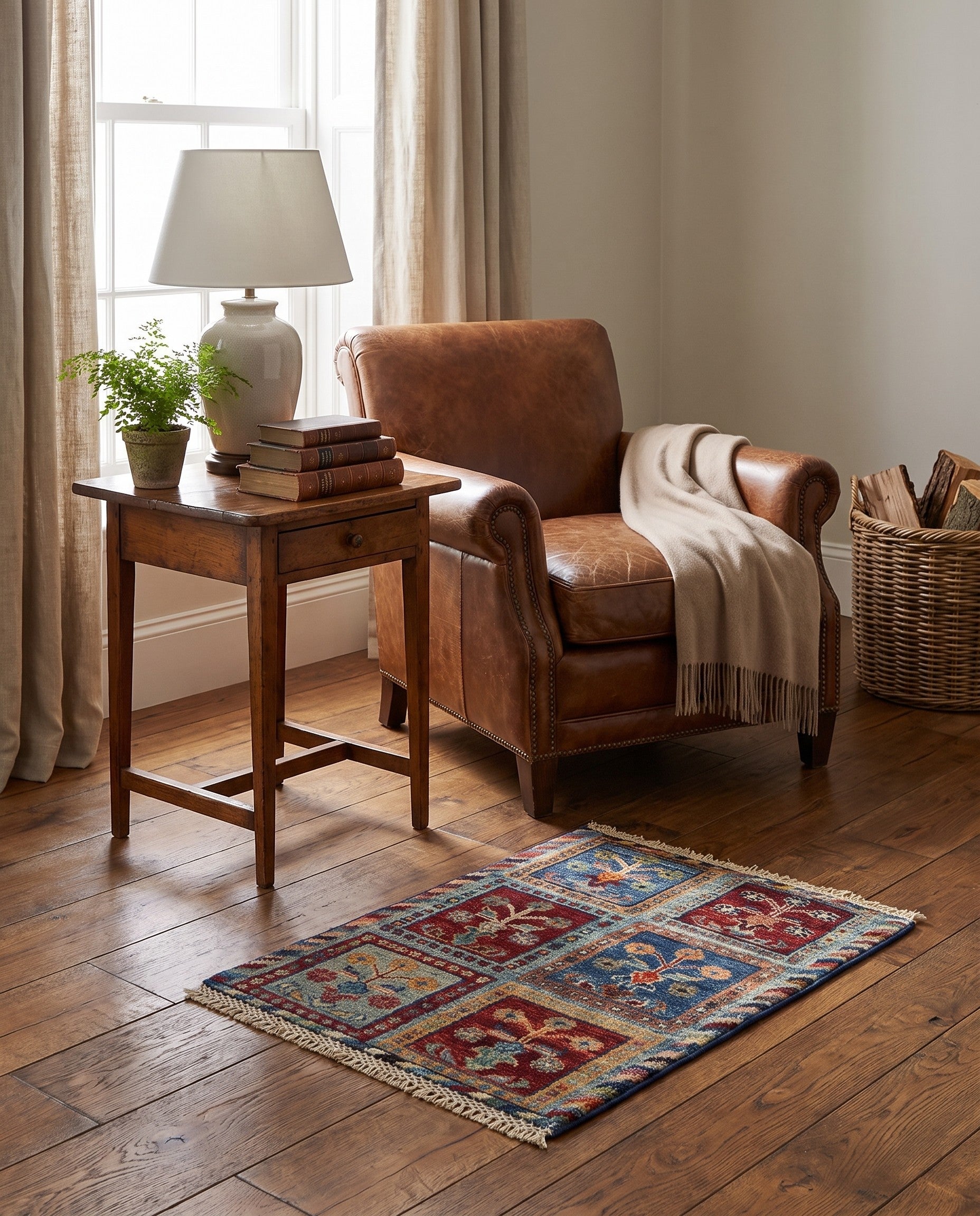 1' 4 x 2' Hand Knotted Ziegler Rug