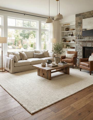 Ivory Hand Woven Lana New Zealand Wool Rug