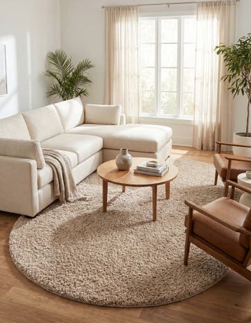 Linen Zermatt Shag Oval Rug