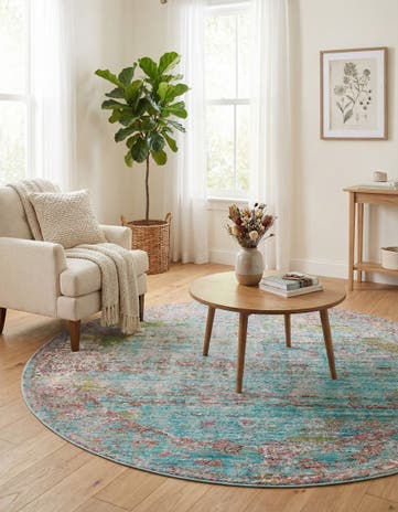 Blue Alexis Round Rug