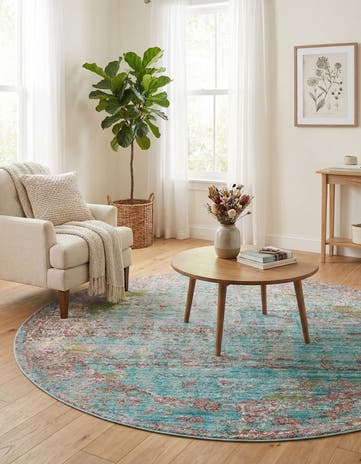 Blue Aqua Round Rug