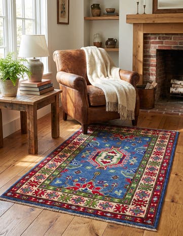 2' 9 x 4' 4 Hand Knotted Kazak Rug