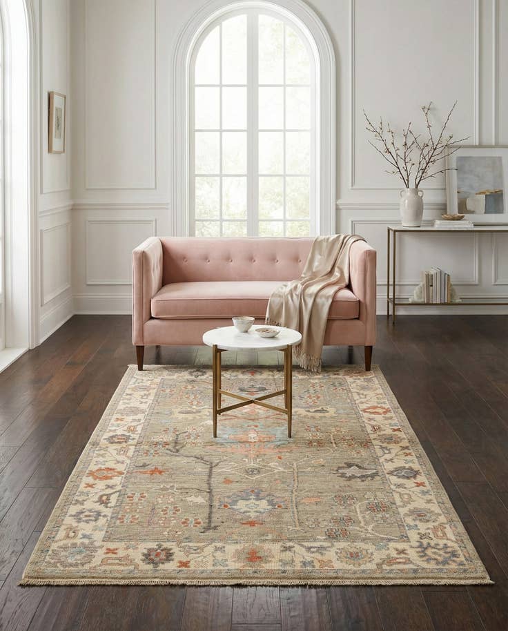 Detail image of 3' 10 x 5' 10 Hand Knotted Oushak Rug