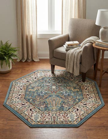 Blue Nain Design Octagon Rug