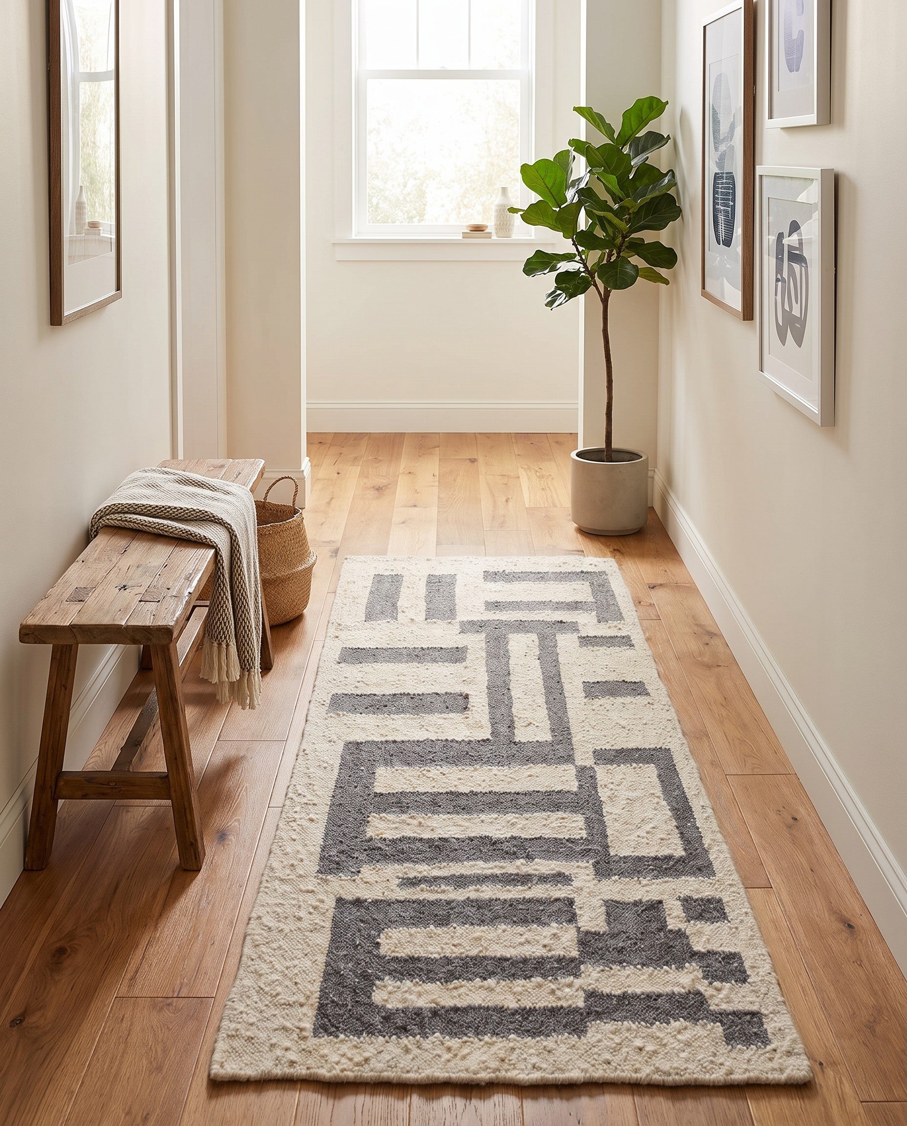 3' x 8' 2 Hand Knotted Moroccan Wool Runner Rug