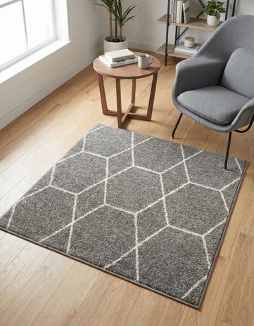 3' x 3' Lattice Frieze Square Rug
