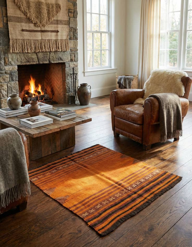 Detail image of 3' x 3' 6 Hand Woven Kilim Fars Wool Square Rug