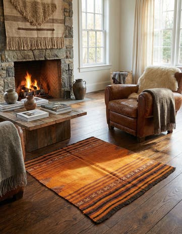 3' x 3' 6 Hand Woven Kilim Fars Wool Square Rug