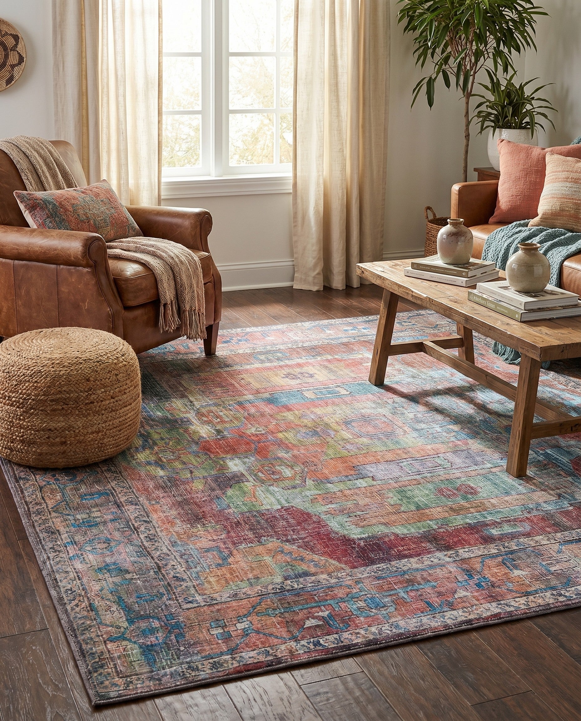 7' 3 x 7' 3 Washable Maahru Square Rug