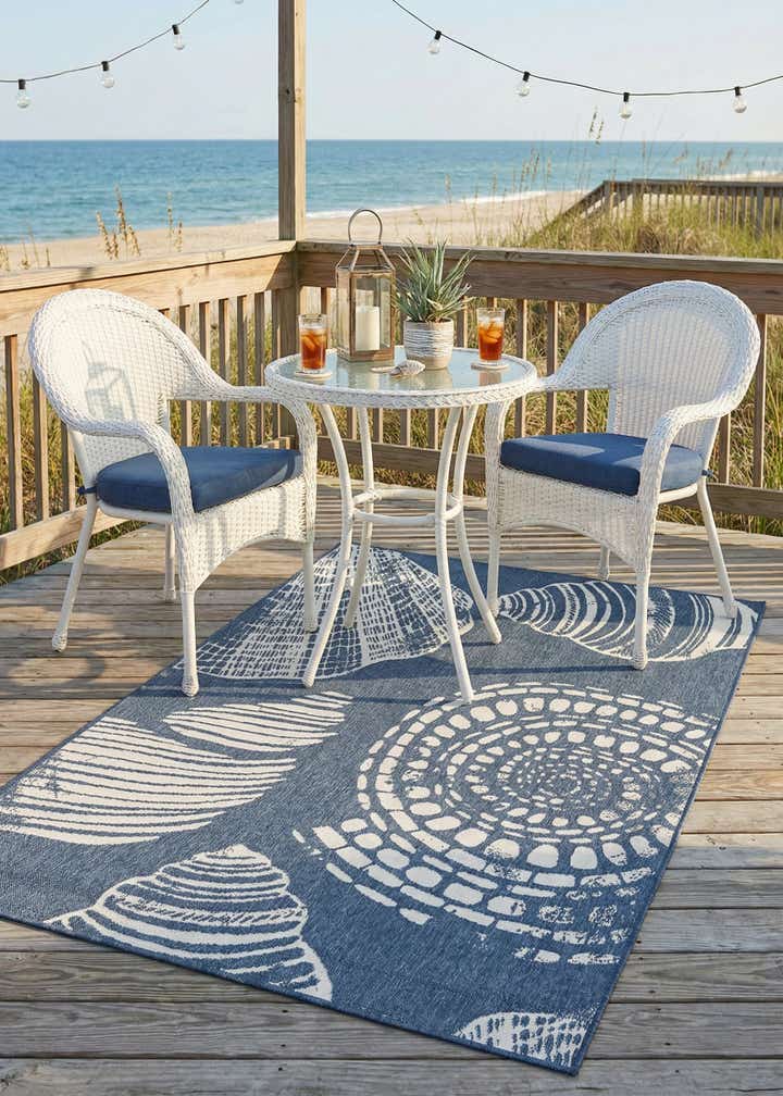 5' 3 x 8' Easy-Clean Coastal Indoor / Outdoor Rug
