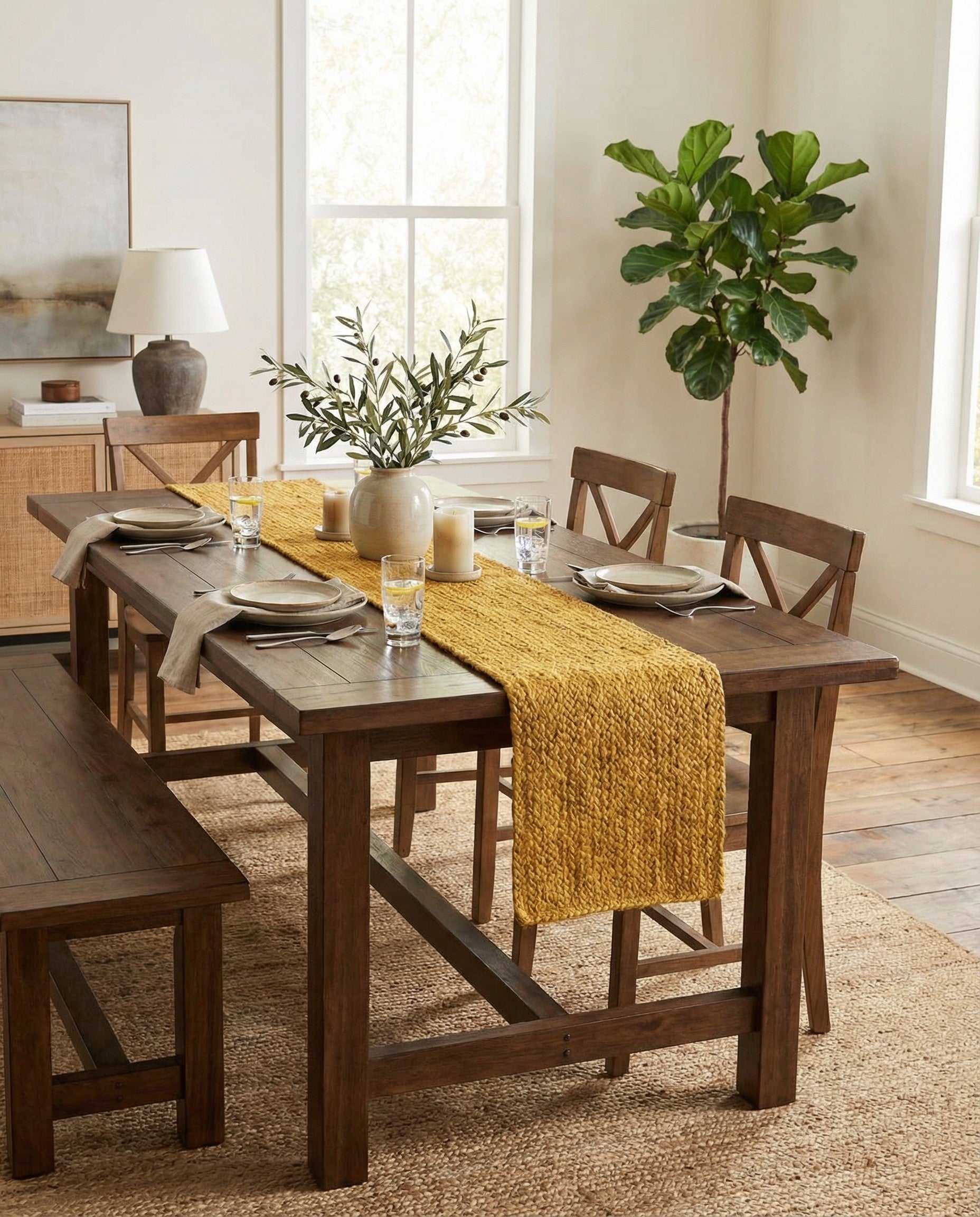 Primary image 1' 2 x 8'  Hand Braided Jute Table Runner Rug