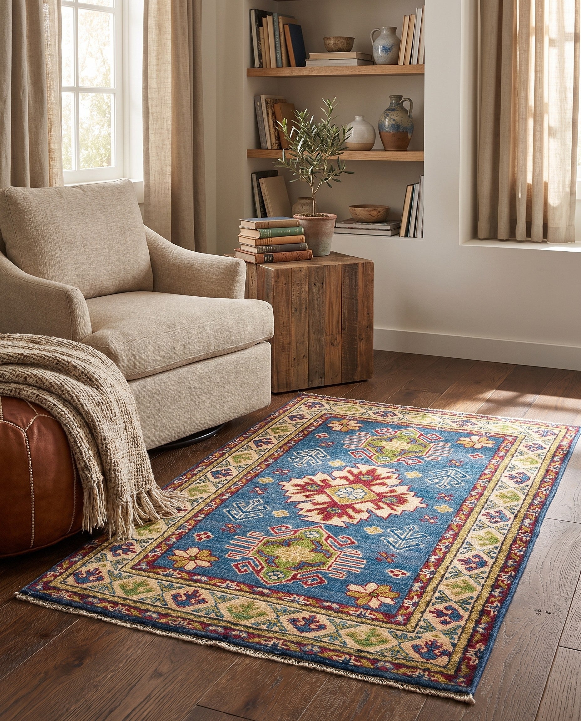 2' 9 x 4' 4 Hand Knotted Kazak Rug