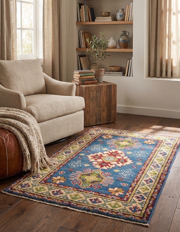 2' 9 x 4' 4 Hand Knotted Kazak Rug