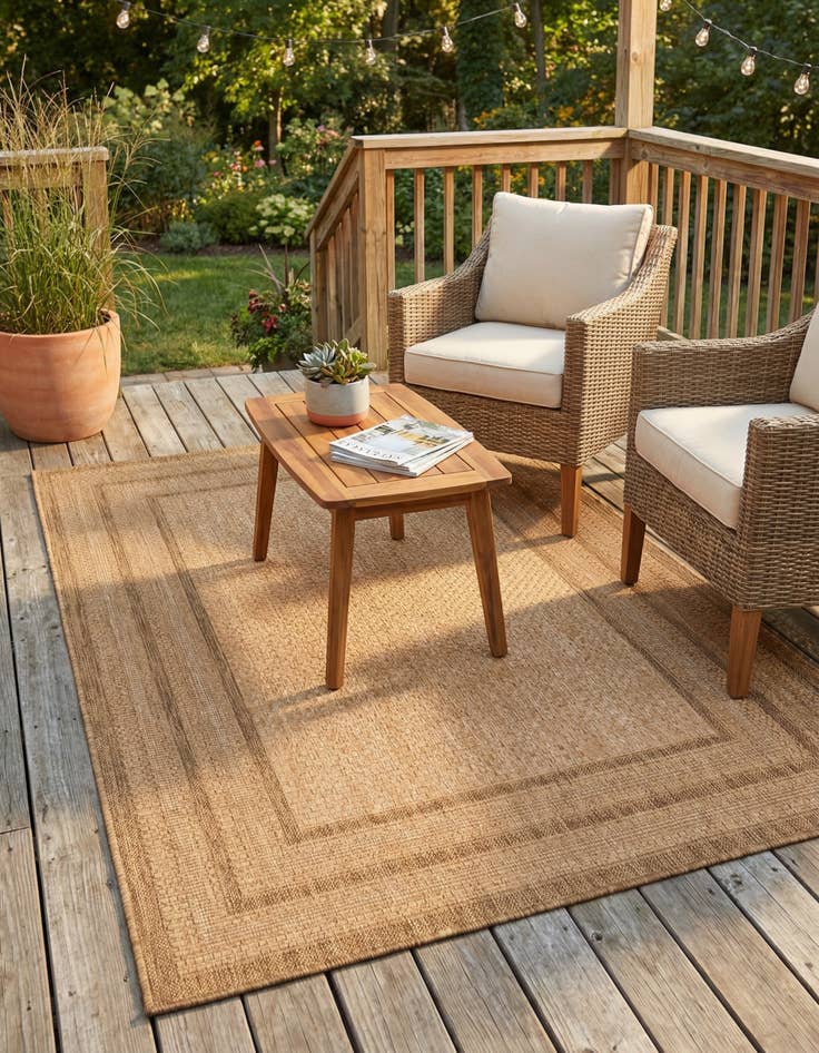 Detail image of 4' x 6'  Washable Border Indoor / Outdoor Rug