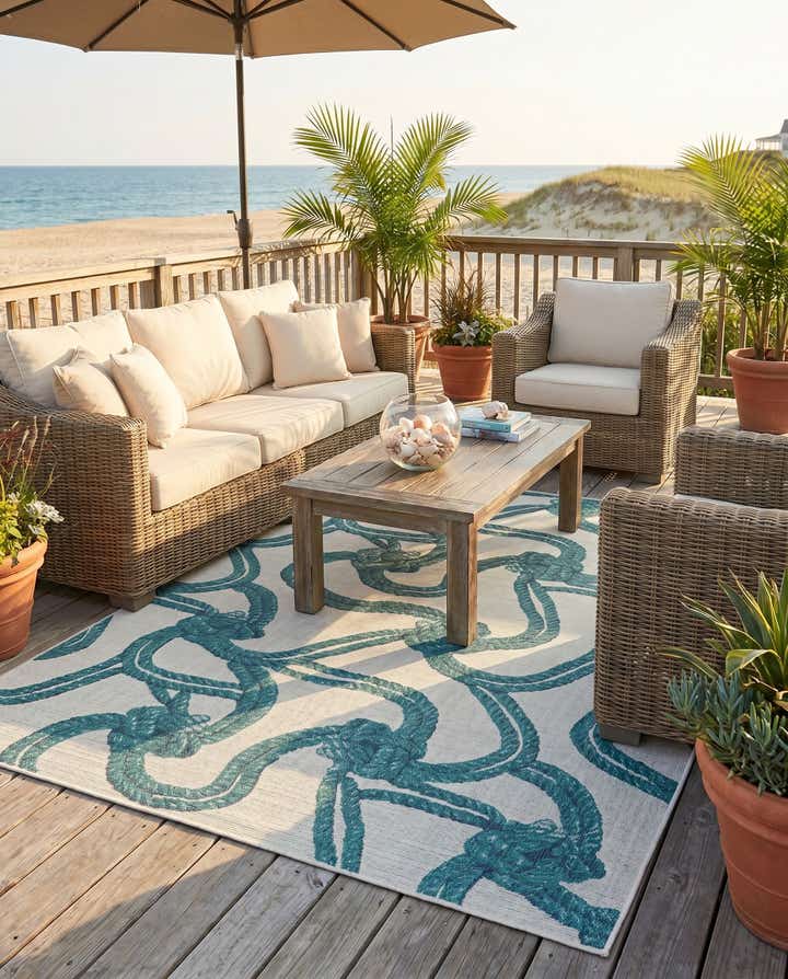 7' 10 x 10' Easy-Clean Coastal Indoor / Outdoor Rug