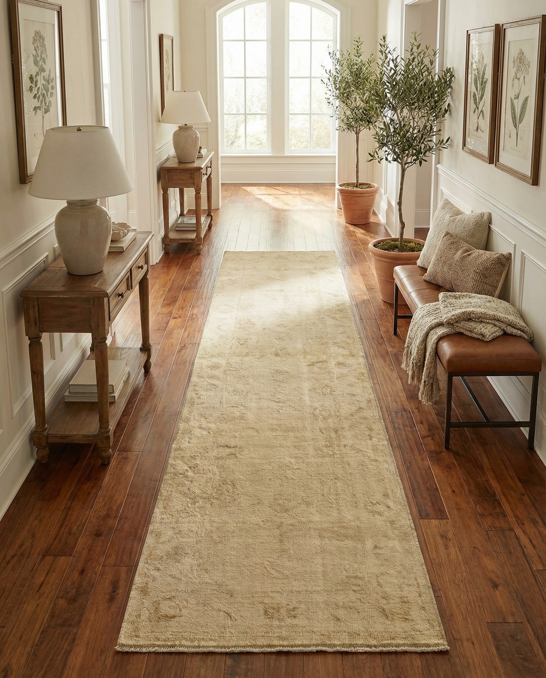 2' 11 x 9' 8 Hand Knotted Oushak Wool Runner Rug