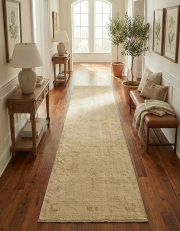 2' 11 x 9' 8 Hand Knotted Oushak Wool Runner Rug