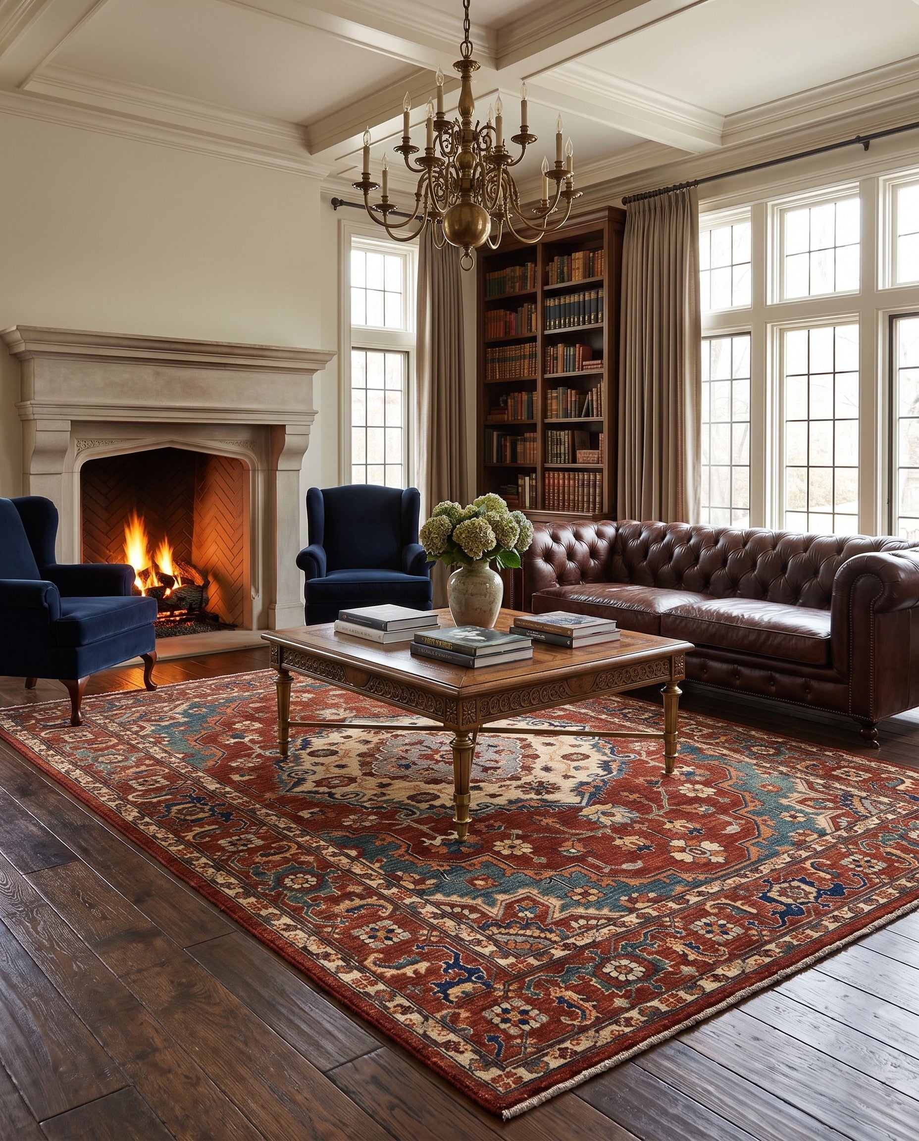6' 11 x 9' 9 Hand Knotted Heriz Rug