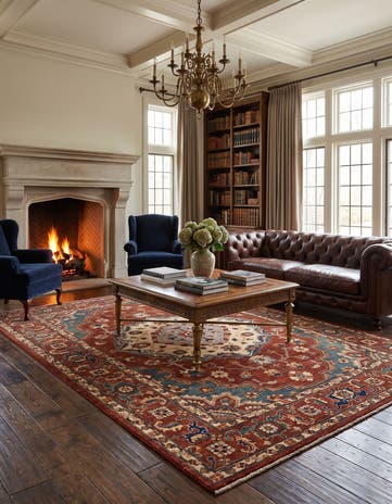 6' 11 x 9' 9 Hand Knotted Heriz Rug
